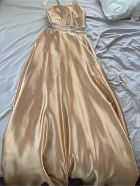 long bridesmaid dress with slit High-Slit Chiffon Bridesmaid Dress with Long Sleeves and Waist Pleating